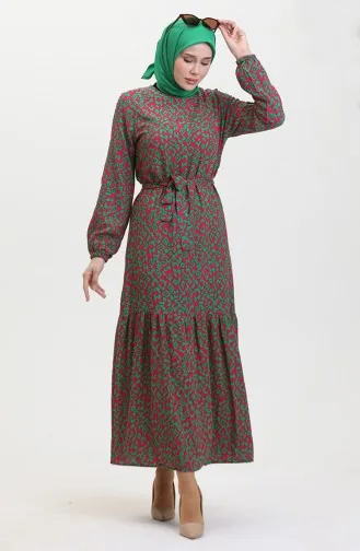 Colorful Viscose Dress 0450-01 Fuchsia Green 0450-01