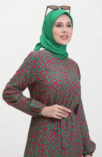 Colorful Viscose Dress 0450-01 Fuchsia Green 0450-01