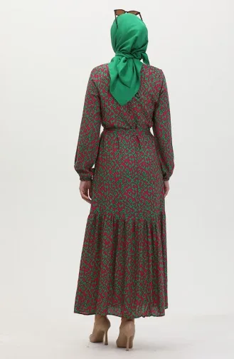 Colorful Viscose Dress 0450-01 Fuchsia Green 0450-01