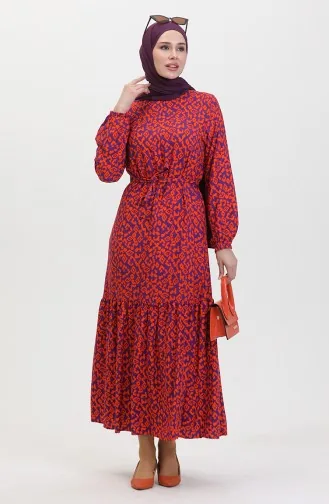 Colorful Viscose Dress 0450-02 Purple Orange 0450-02