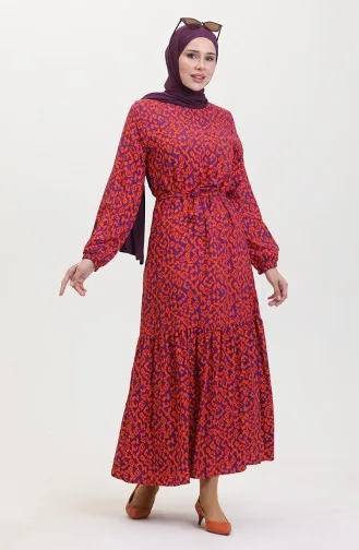 Colorful Viscose Dress 0450-02 Purple Orange 0450-02