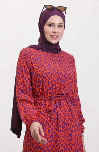 Colorful Viscose Dress 0450-02 Purple Orange 0450-02