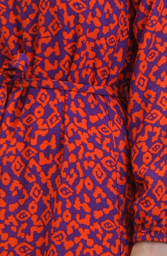 Buntes Viskosekleid 0450-02 Lila Orange 0450-02