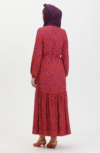 Colorful Viscose Dress 0450-02 Purple Orange 0450-02