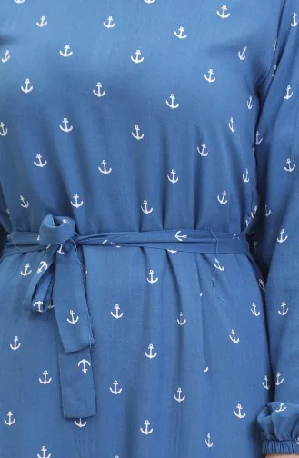 Kleid Mit Ankermuster Und Gürtel 0461-02 Indigo 0461-02