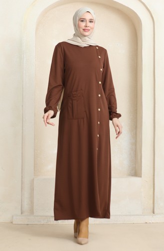 فستان بجيب بأزرار  3029-06 بني 3029-06