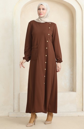 فستان بجيب بأزرار  3029-06 بني 3029-06