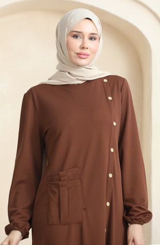 فستان بجيب بأزرار  3029-06 بني 3029-06