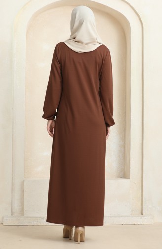 فستان بجيب بأزرار  3029-06 بني 3029-06