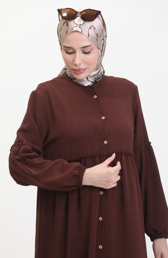 Robe Boutonnée Magnifique Col 0457-03 Marron 0457-03
