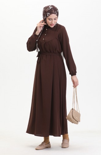 Robe A Ceinture Et Boutons 0462-05 Marron 0462-05