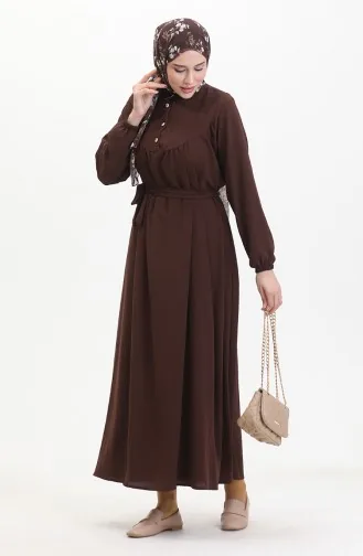Robe A Ceinture Et Boutons 0462-05 Marron 0462-05