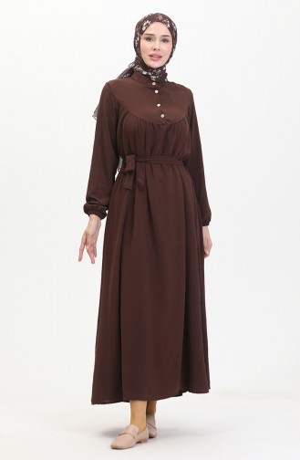 Robe A Ceinture Et Boutons 0462-05 Marron 0462-05