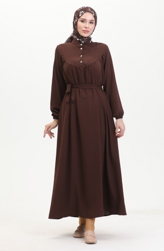 Robe A Ceinture Et Boutons 0462-05 Marron 0462-05