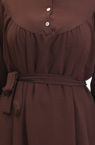 Robe A Ceinture Et Boutons 0462-05 Marron 0462-05