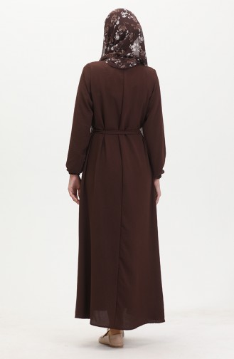 Robe A Ceinture Et Boutons 0462-05 Marron 0462-05