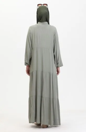 Robe Boutonnée Manches élastiquées 0463-02 Vert Moule 0463-02