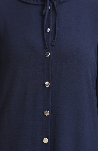 Front Buttoned Tunic Trousers Two Piece Suit 1008-04 Navy Blue 1008-04
