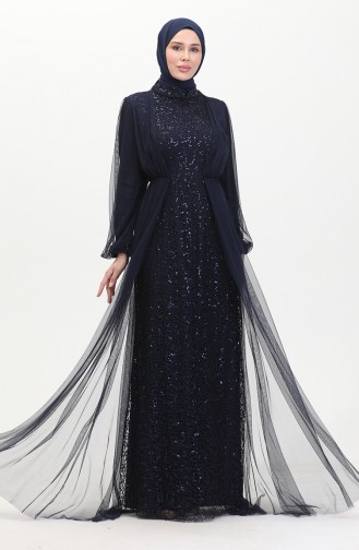 Abendkleid Mit Pailletten 6383A-09 Marineblau 6383A-09
