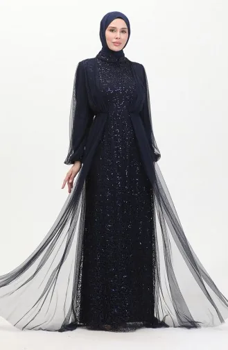 Abendkleid Mit Pailletten 6383A-09 Marineblau 6383A-09
