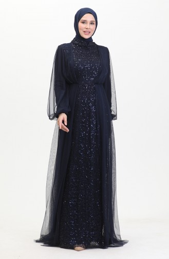 Abendkleid Mit Pailletten 6383A-09 Marineblau 6383A-09