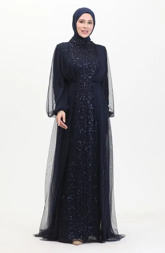 Abendkleid Mit Pailletten 6383A-09 Marineblau 6383A-09