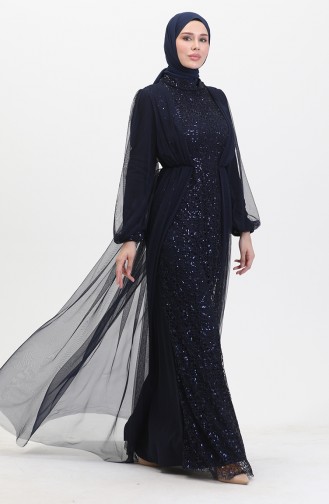 Abendkleid Mit Pailletten 6383A-09 Marineblau 6383A-09