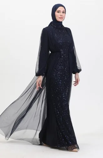 Abendkleid Mit Pailletten 6383A-09 Marineblau 6383A-09
