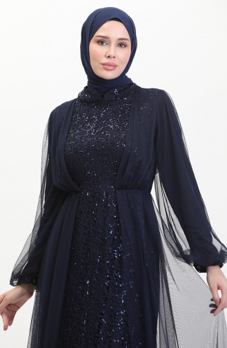 Abendkleid Mit Pailletten 6383A-09 Marineblau 6383A-09