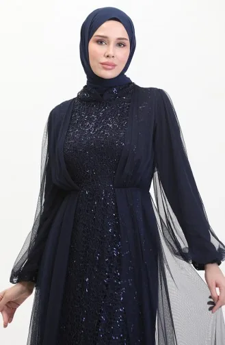 Abendkleid Mit Pailletten 6383A-09 Marineblau 6383A-09
