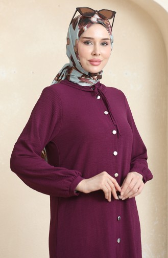 Ensemble Double Pantalon Tunique Boutonné Devant 1008-01 Prune 1008-01