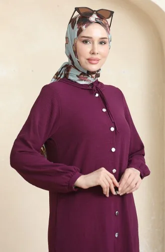 Ensemble Double Pantalon Tunique Boutonné Devant 1008-01 Prune 1008-01