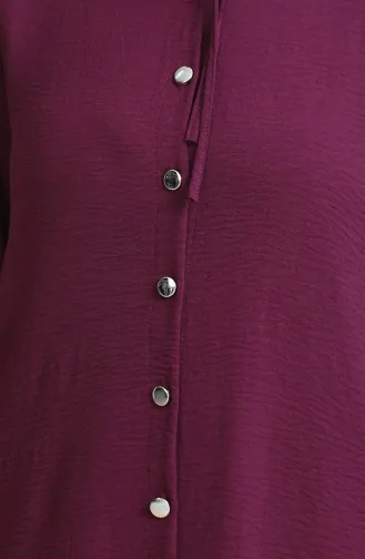 Ensemble Double Pantalon Tunique Boutonné Devant 1008-01 Prune 1008-01