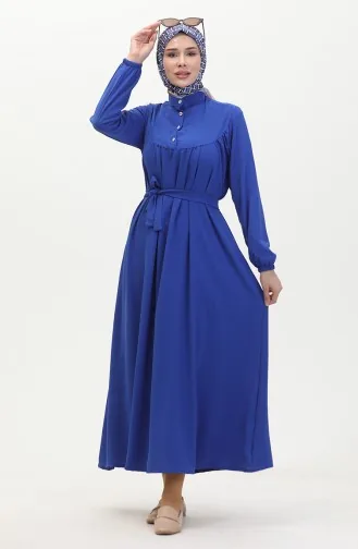 Buttoned Belted Dress 0462-01 Saxe 0462-01