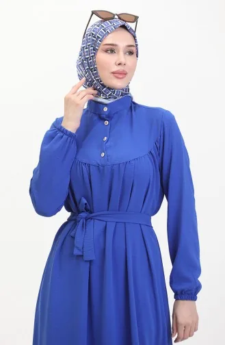 Buttoned Belted Dress 0462-01 Saxe 0462-01