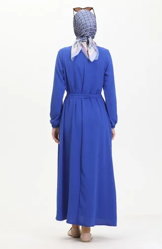 Buttoned Belted Dress 0462-01 Saxe 0462-01