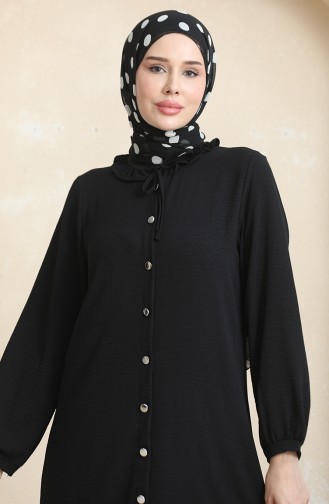 Front Buttoned Tunic Trousers Two Piece Suit 1008-03 Black 1008-03