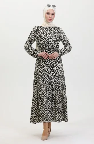 Farbiges Viskosekleid 0450-03 Schwarz Creme 0450-03