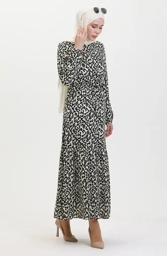 Farbiges Viskosekleid 0450-03 Schwarz Creme 0450-03