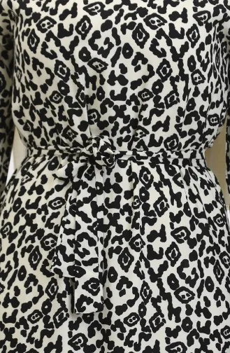 Farbiges Viskosekleid 0450-03 Schwarz Creme 0450-03
