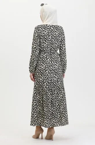 Farbiges Viskosekleid 0450-03 Schwarz Creme 0450-03