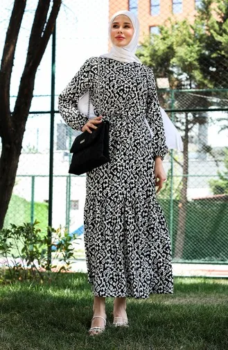 Robe Viscose Colorée 0450-04 Noir Blanc 0450-04