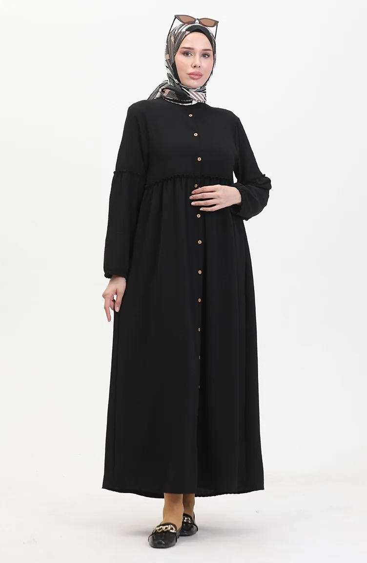 Judge Collar Buttoned Dress 0457-02 Black 0457-02