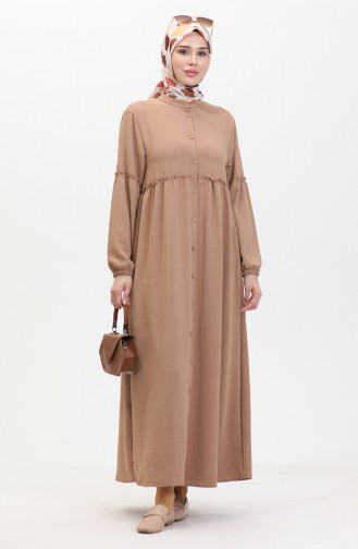 Prächtiges Kleid Mit Kragen Und Knöpfen 0457-05 Kaffee Mit Milch 0457-05
