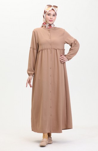 Prächtiges Kleid Mit Kragen Und Knöpfen 0457-05 Kaffee Mit Milch 0457-05