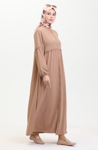 Prächtiges Kleid Mit Kragen Und Knöpfen 0457-05 Kaffee Mit Milch 0457-05