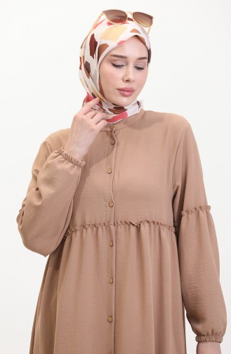 Prächtiges Kleid Mit Kragen Und Knöpfen 0457-05 Kaffee Mit Milch 0457-05