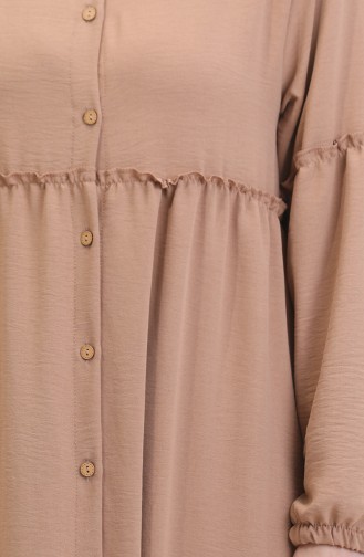 Prächtiges Kleid Mit Kragen Und Knöpfen 0457-05 Kaffee Mit Milch 0457-05