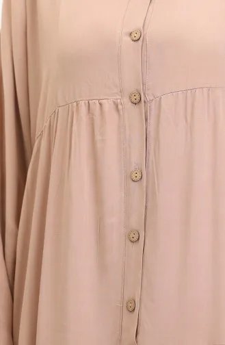 Jurk Met Knopen En Elastische Mouwen 0463-07 Koffie Met Melk 0463-07