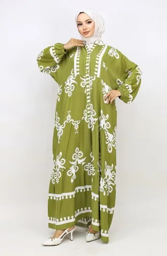 Balon Kol Elbise 4091-07 Açık Haki